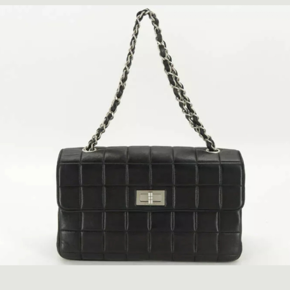 CHANEL Chocolate Bar Black Lambskin Crossbody  Bag - Picture 2 of 10